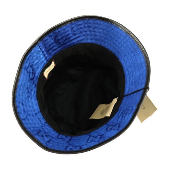Gucci Bucket Hat GG Nylon Leather Blue Black Off the Grid Hat main image 7